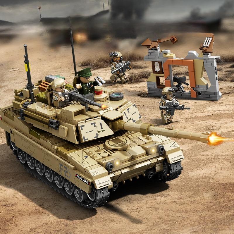 723pcs Military Series M1A2 Main Battle Tank Assembly Building Blocks Children's Toys No Box