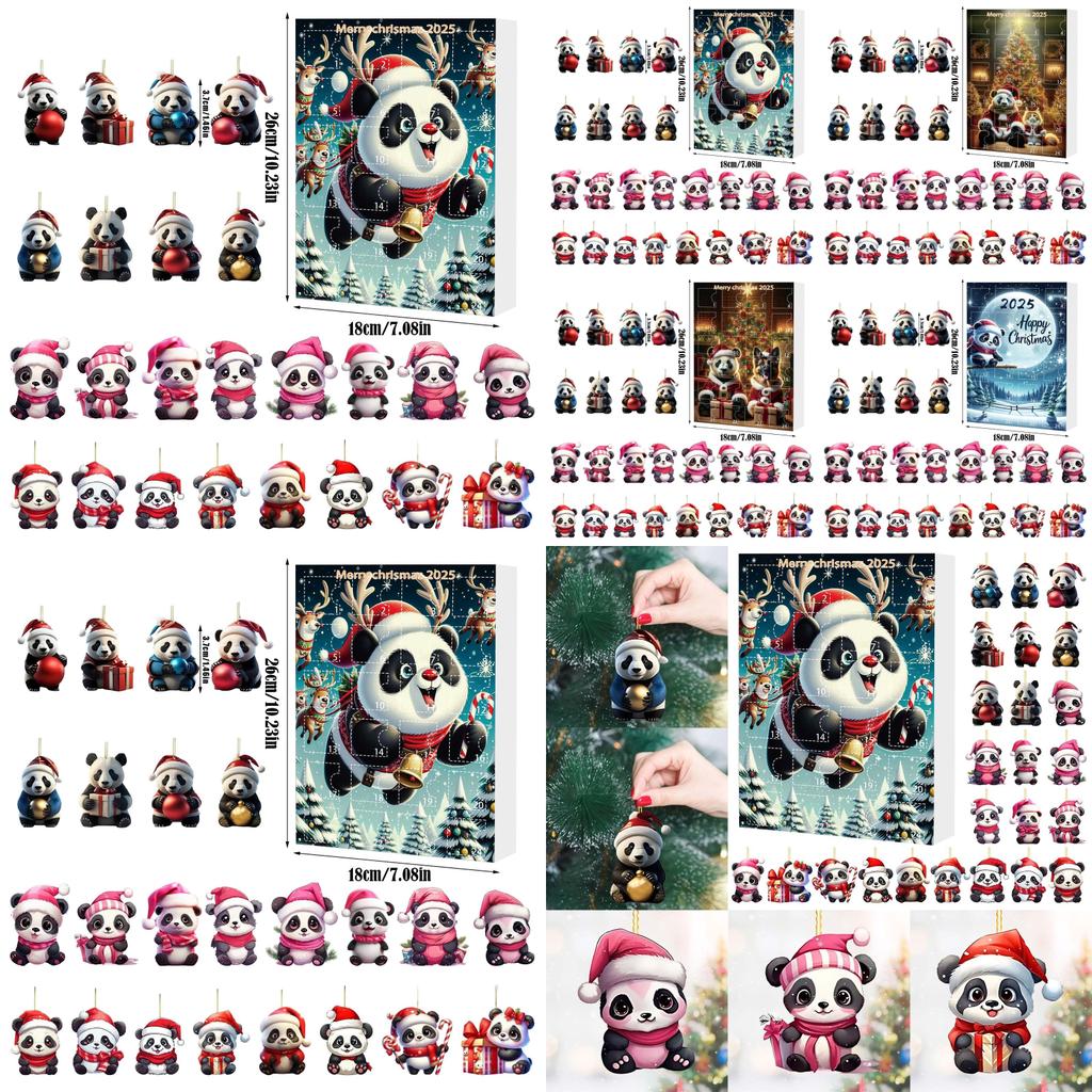 Christmas Countdown Blind Box With Adorable Panda Hanging Decor For Holiday Gift Giving