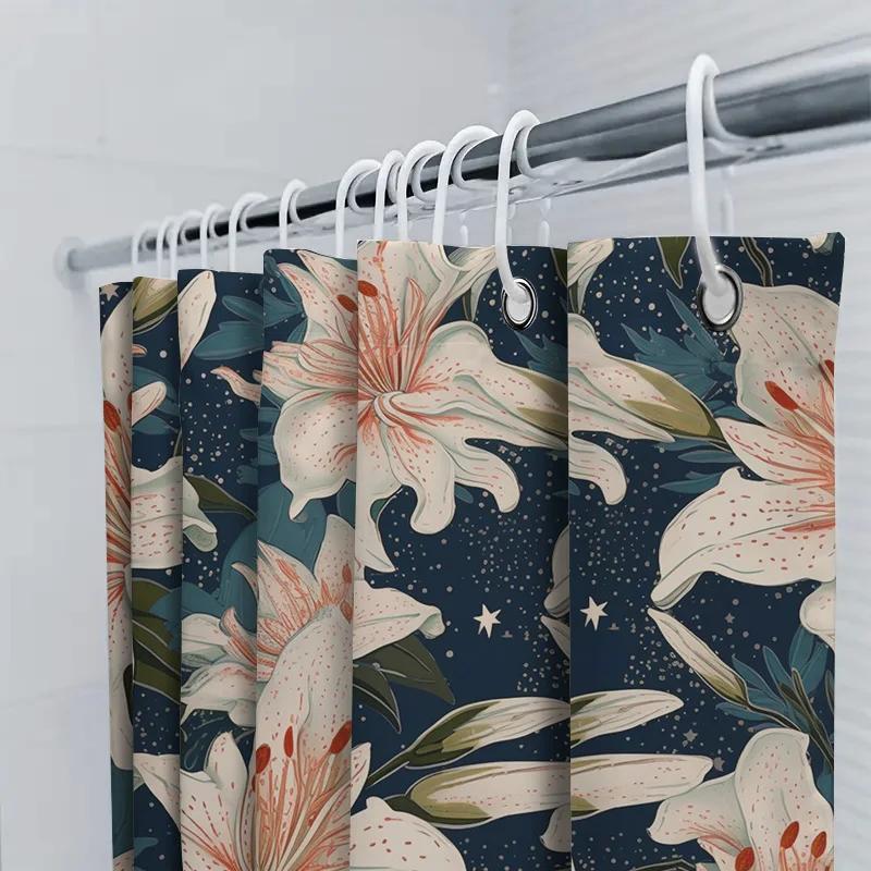 Stylish Bath Shower Curtain Floral Pattern For Bathroom Decorations Waterproof Fabric Various Sizes Available