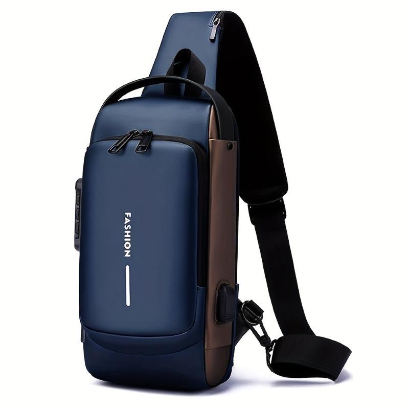 Men's Anti-Theft Chest Sling Bag Durable Oxford Fabric Motorcycle & Casual Sport Crossbody Bag Dual Zipper Compartments