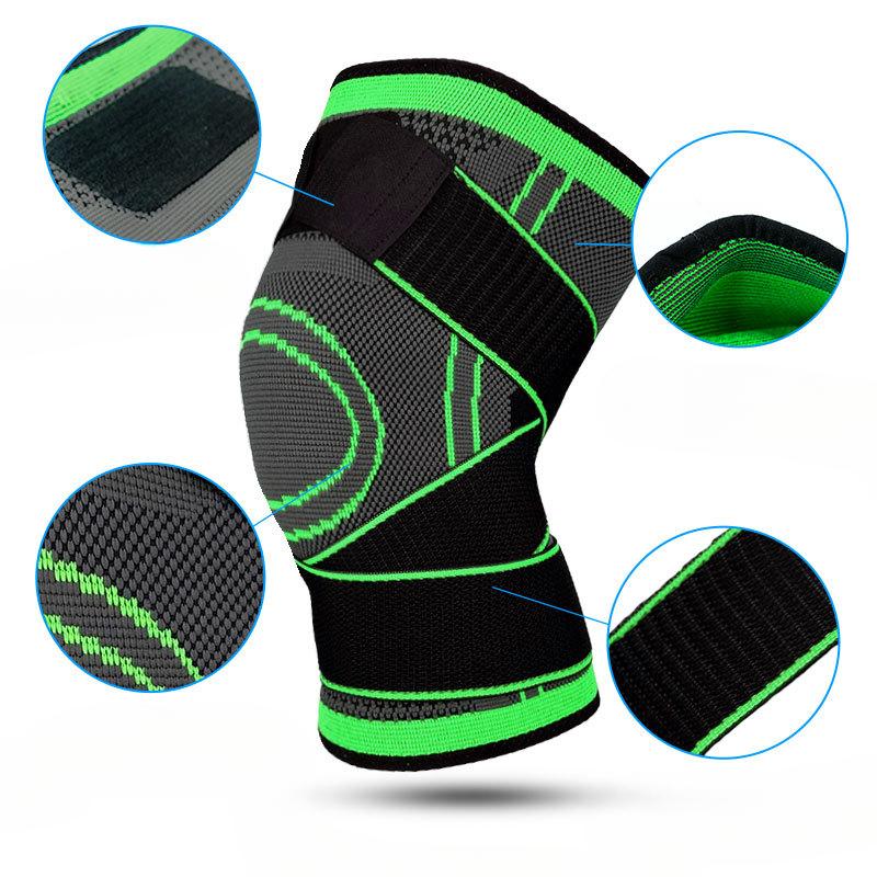 Single Nylon Running Knee Pads with Pressure Strap 3D Knitted for Basketball Climbing Four Seasons Sports