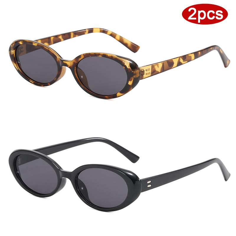 

Защитные очки 2 шт. Новые женские маленькие овальные солнцезащитные очки с заклепками, модные разноцветные оправы, солнцезащитные очки для женщин, для улицы, от солнца, UV400
