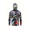 Men‘s Long Sleeve Hooded Fishing Shirt with Face Mask, Letter Print On Front, Breathable Quick Dry Lightweight Outdoor Top