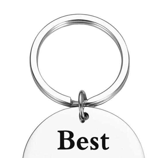 Stainless Steel Keychain Dad from Son Best Dad Ever Keychain Gift Double Sided Letter Print Keyring Valentine Day Heartwarming Gift