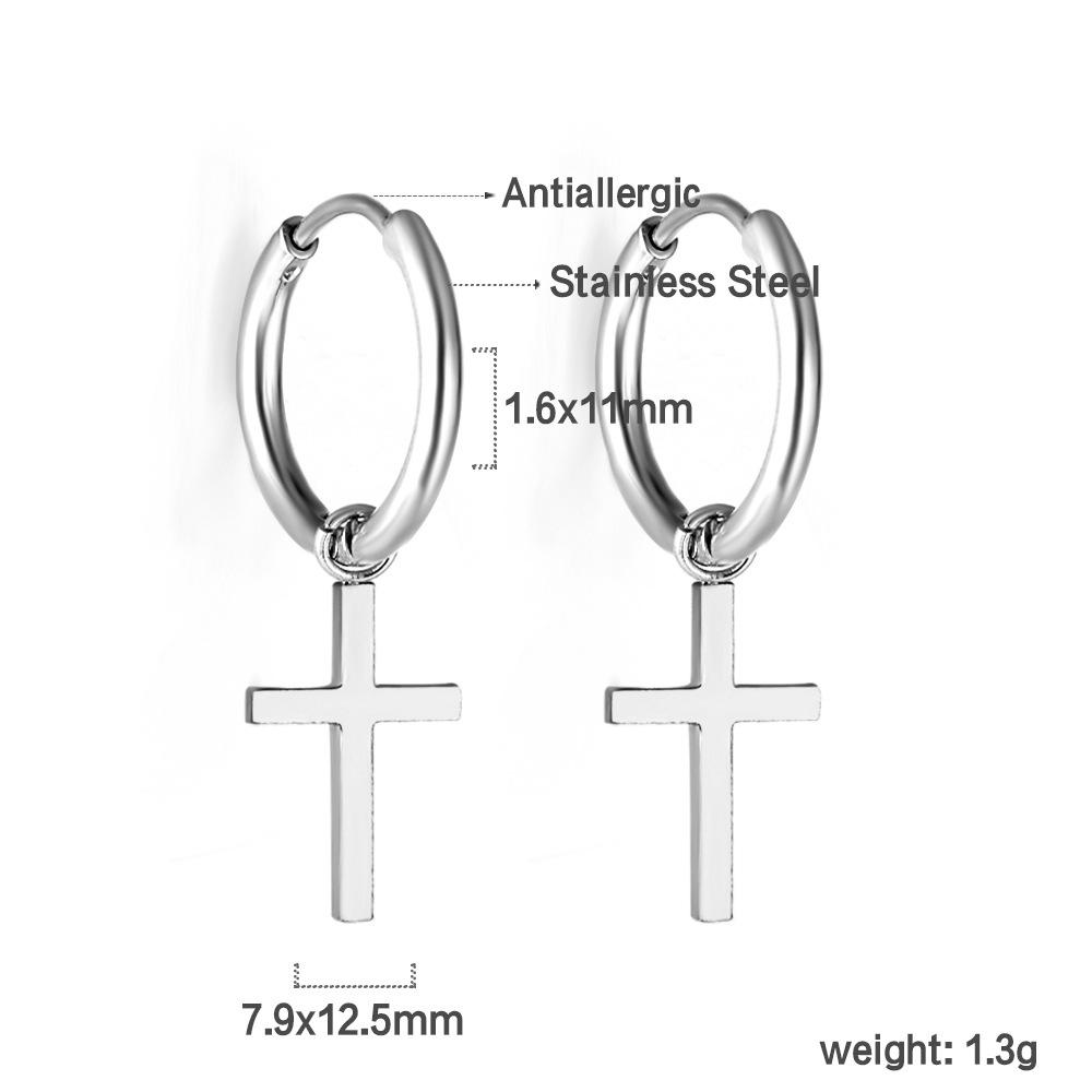 Fashion earrings women's hip-hop personality niche design sense electroplating small chain ear buckle stainless steel earrings