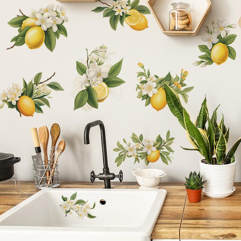 Fun-e9 Small Fresh Lemon Green Leaf Living Room Kitchen Porch Home Decoration Wall Stickers Self-adhesive