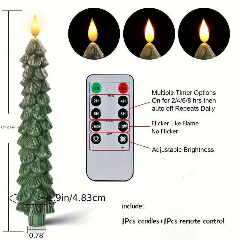 Christmas Tree Shaped Candles with Gold Powder Decorative Table Ornaments for Home Party New Year Xmas Festival Holiday Decoration