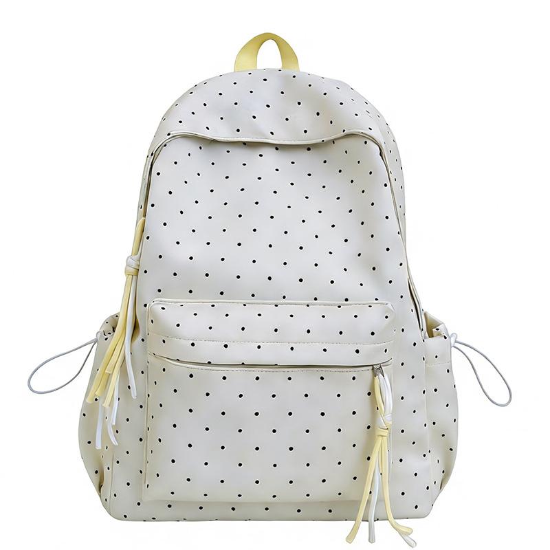 Schoolbag Small Fresh Polka Dot Backpack Female High School Student Lightweight Backpack Simple Junior High School Student Schoolbag Ins New Bag