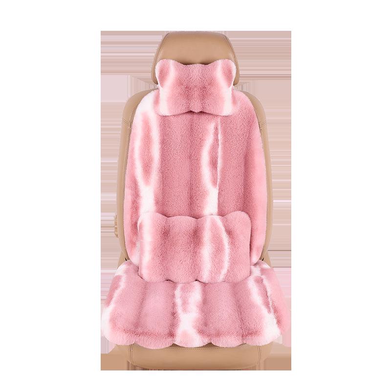 Almofada de Encosto de Cabeça de Carro Nova de Pele de Coelho - Fashionável, Aconchegante, Suporte de Pescoço e Costas para Inverno para Mulheres (Par)