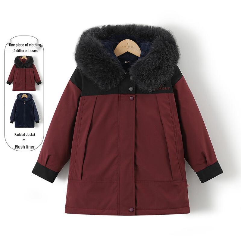 Girls  3-in-1 Winter Parka with Detachable Faux Fur Hood 170