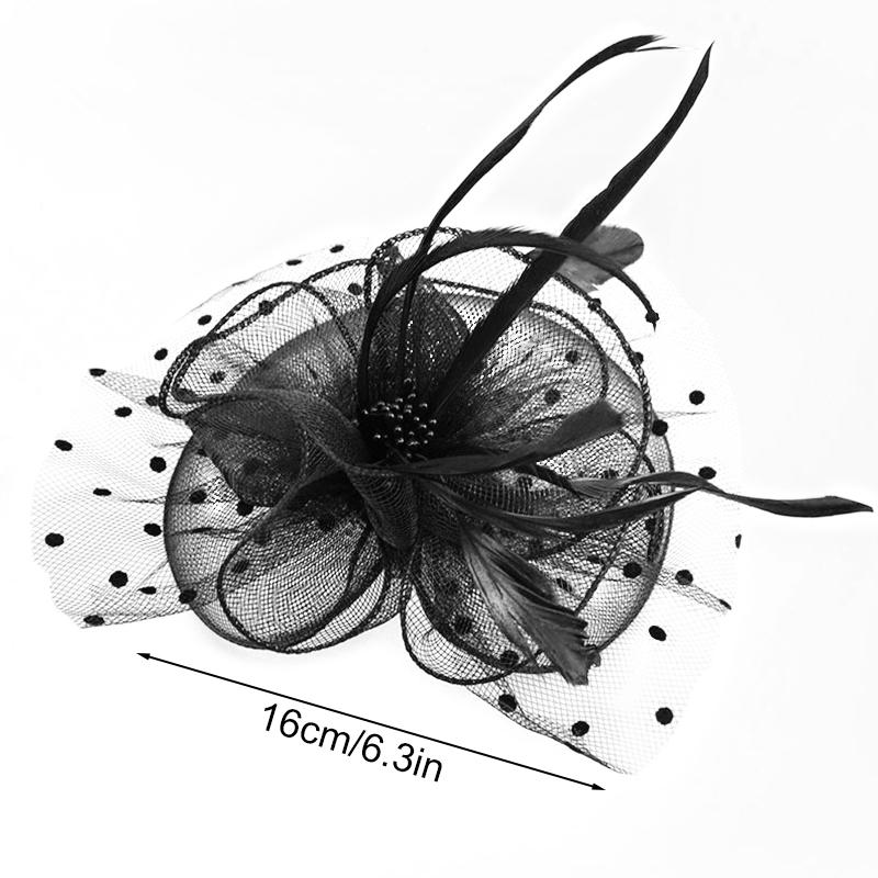 1Pc Fascinator Hat Feather Pearl Beaded Decor Girl Hair Clips Hair Accessories Headwear Flower Women's