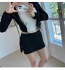 Korean Slim Sexy Cropped Hooded Cardigan & Low-Rise Skirt Set for Women
