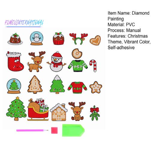 5D DIY bunte Diamant-Malerei-Aufkleber, verschiedene Weihnachtsbaum-Schneemann-Hirsch-Form, glänzende Diamant-Malerei-Abziehbilder