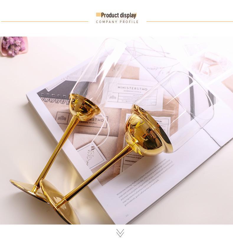 Stylish European High-Stem Electroplated Crystal Wine Glass