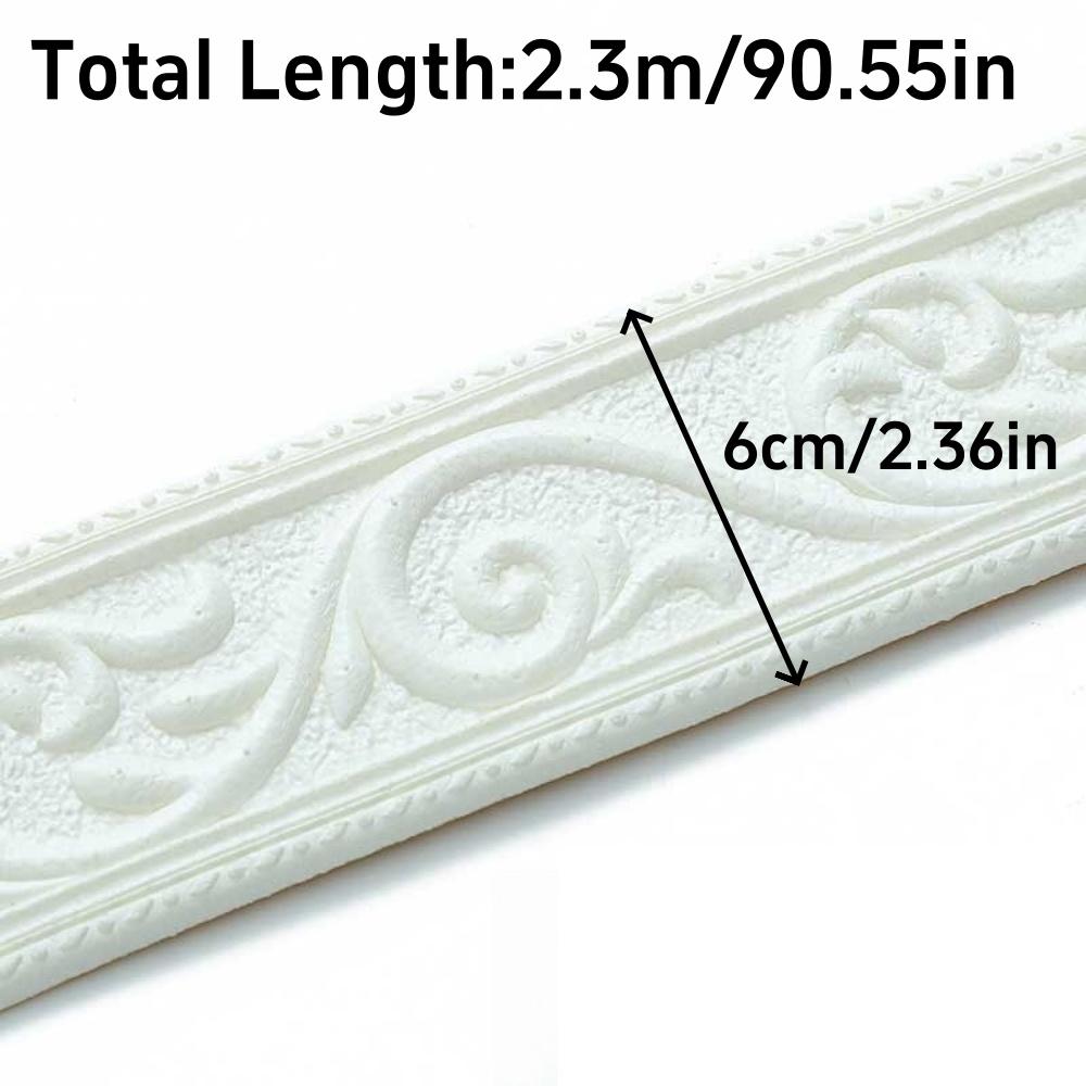 1PC 2.3m/90.55in Kick Wall Sticker 3D Self Adhesive Decorative Trim Molding for Walls Door Frames Smooth Surfaces Backgrounds