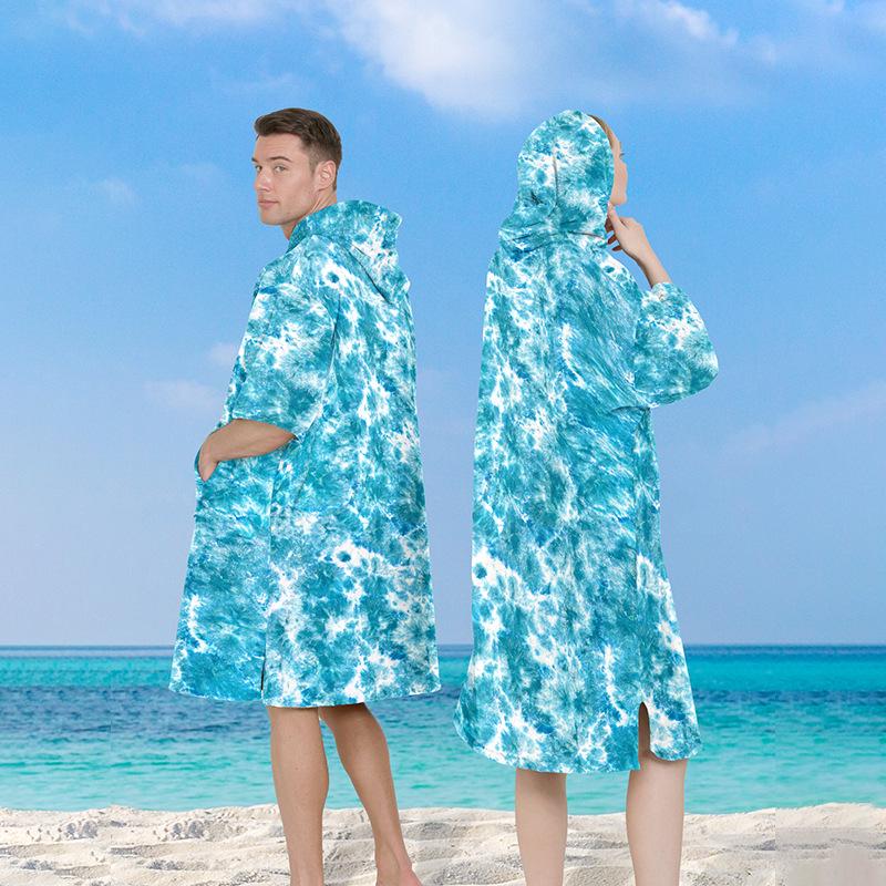Schnelltrocknendes Batik-Kapuzenbadetuch & Bademantel zum Surfen, Schwimmen & für den Strand