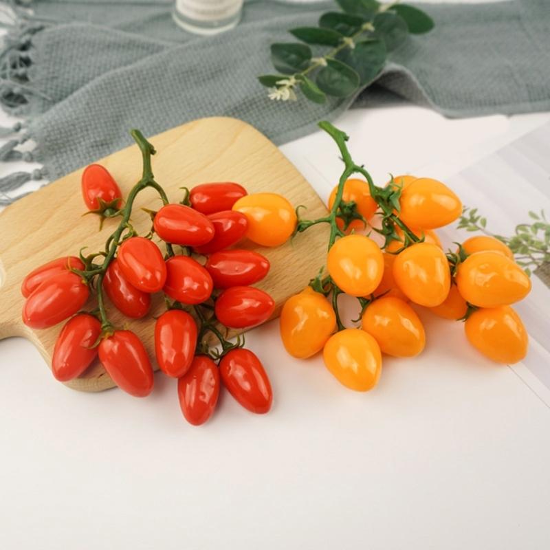 Artificial Fruit Model PVC Materials Cherries Tomato Indoor Outdoor Ornament Fade Resistant Wedding Decoration