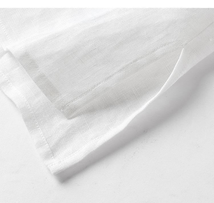 E* Order Women's White Linen Stand Collar 3/4 Sleeve Shirt - 2026 Early Spring French Style