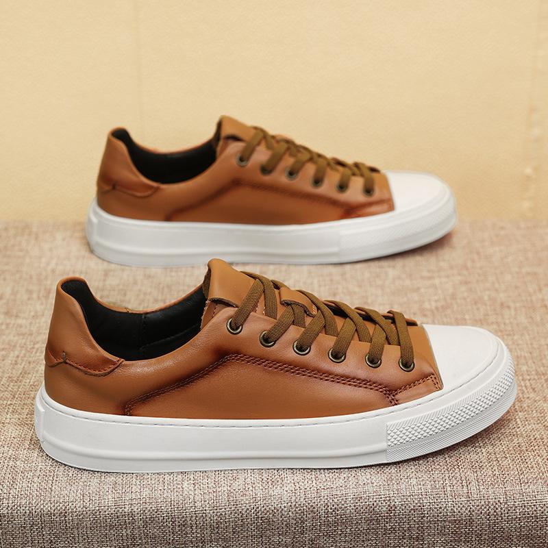 Herren Skate Echtleder Sneaker Herren Bequem Allround Lässig Sport Skateboard Schuhe Frühling Mode Atmungsaktive Laufschuhe