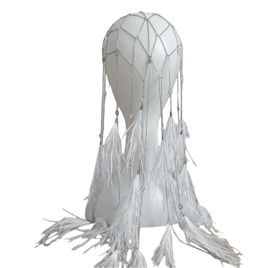 Bohemian Feathered Headband Accessory Handmade Tassels Hair Chain Adornment Hair Accessory for Festivals and Parties