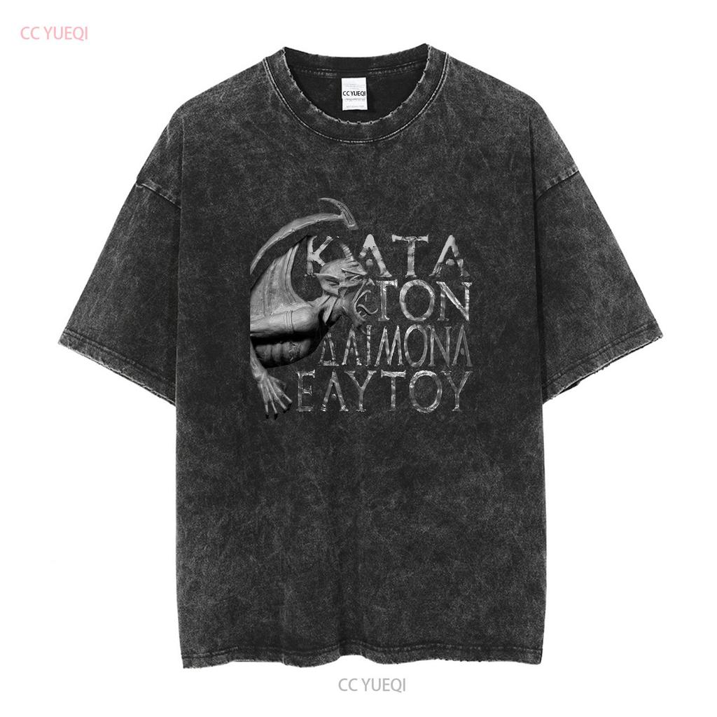 Rotting Christ Band Greca Black Metal Kata Ton Daimona Eautou Maglietta S 2XL vintage Lavata streetwear Top Per l'Uso Quotidiano
