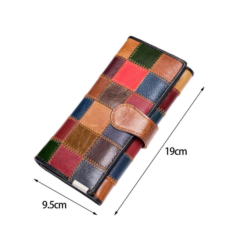 Leather Women Long Wallet Color Matching Purse Fashion Large Capacity Card Holder
