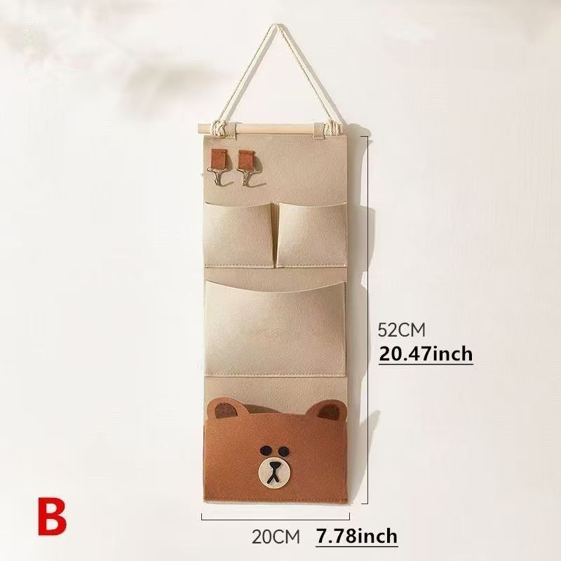 Bear Cartoon Wall Hanging Storage Bag For Bedroom Organizer And Multipurpose Use