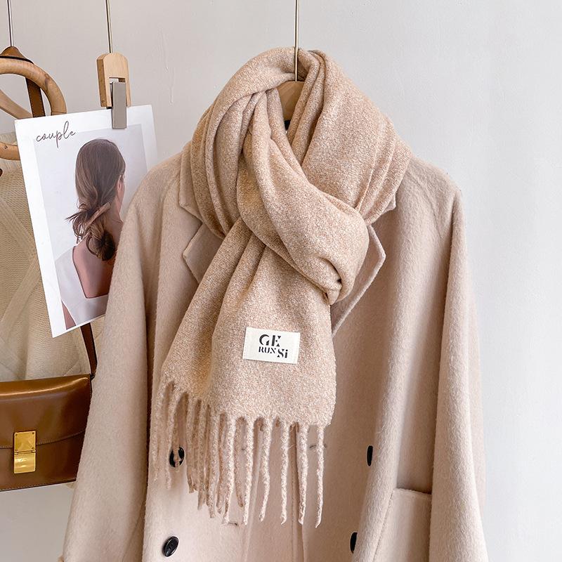 New solid color casual scarf simple fashion scarf men's and women's thickened versatile shawl