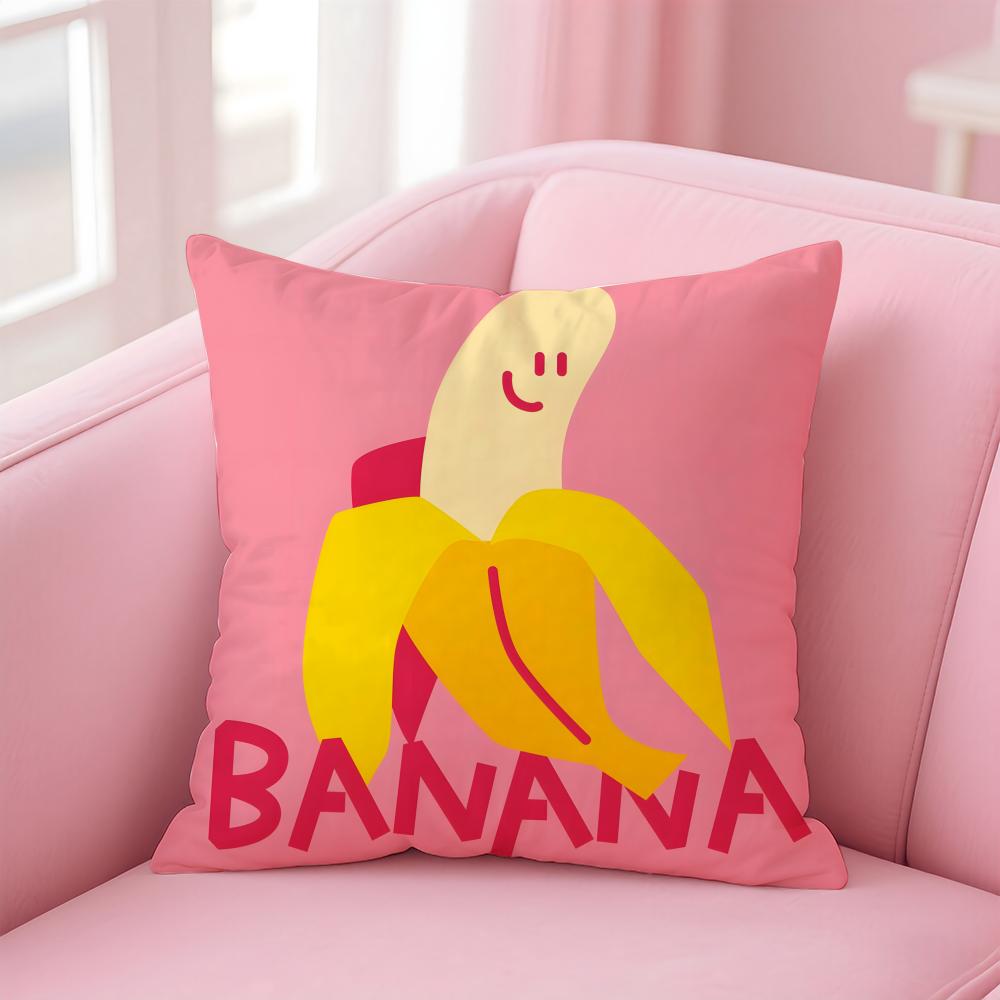 Cute Anime Fruit Illustration Cushion Cover Pillow Case Soft Friendly Fabric Concealed Zipper