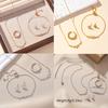 Simple and Stylish Zirconia Jewelry Set: Pendant Necklace, Adjustable Bracelet, Open Ring, and Earrings - a Perfect Holiday Gift