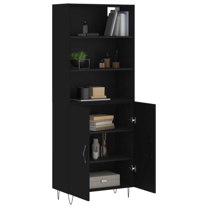 VidaXL Buffet haut Noir 69,5x34x180 cm Bois d'ingénierie 3189246