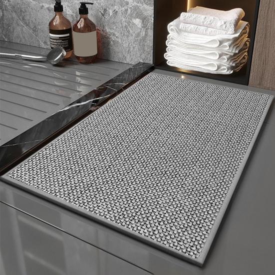 Floor Mat Anti-Slip Design Water Absorbent Quick Drying Bathroom Mat Durable Braided Texture Entryway Rug
