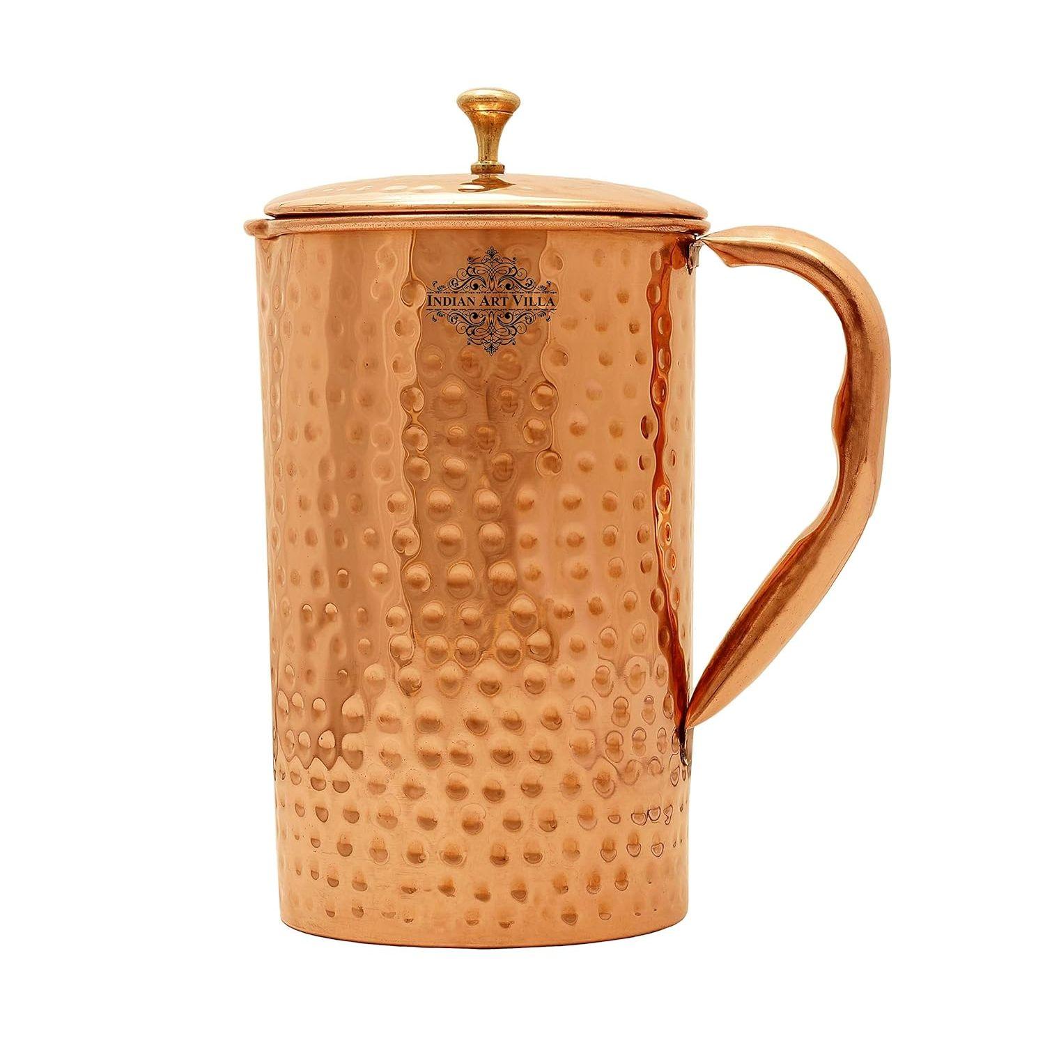 

Hammered Copper Jug Pitcher, Storage & Serving Water, Home Restaurant, 2000 ML
