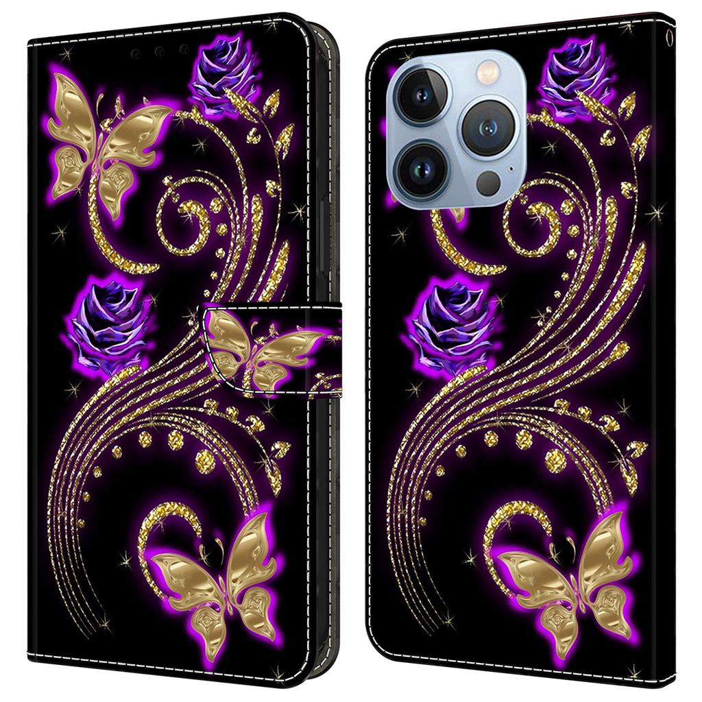 For iPhone 16 Pro Case 3D Pattern PU Leather Wallet Phone Cover with Stand