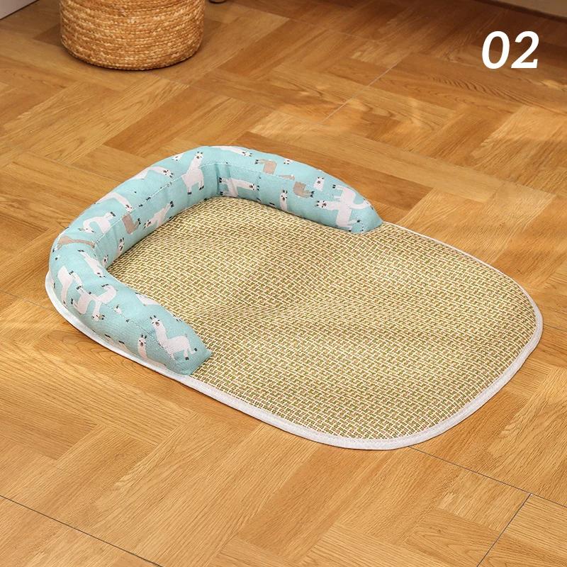 Dog Sleeping Mat with Neck Support Anti-Slip Breathable Summer Cooling Small Cat Pet Bed Mat Puppy Kennel Pet Accessories New