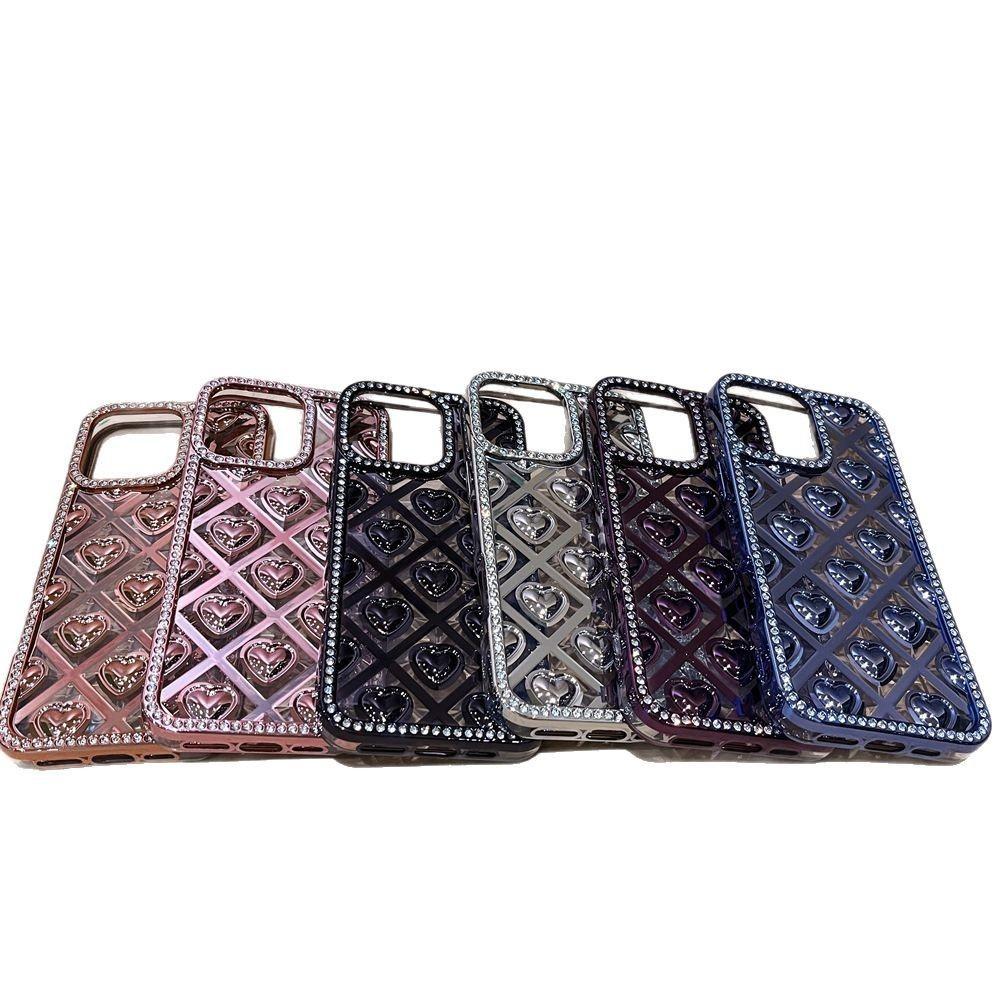 Diamond-inlaid Love Gradient Powder Suitable for Apple 16promax Mobile Phone Case New IPhone 15 Luxury Women 14