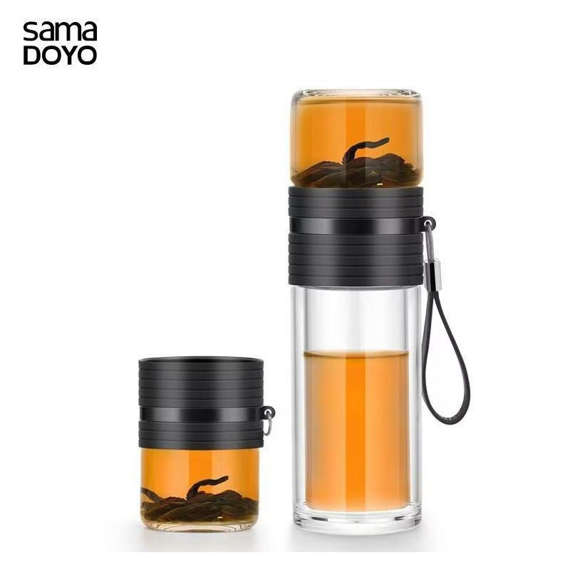 SAMADOYO-Separatore per Tè, Infusione in Vetro Resistente al Calore, Filtrazione del Tè, Tazza Portatile, Esterno, Viaggio, Tazza da Acqua per Veicolo