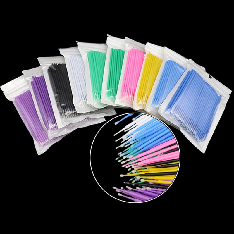 100 Pcs/Bag Durable Micro Cleaner Eyelash Extension Makeup Brushes Individual Applicators Mascara Removing Tools Swabs