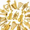 9Pcs Mini Golden Musical Instrument Miniatures 2-7cm, Dollhouse Decorative Accessories, Desktop Ornaments & Xmas Tree  ZSY