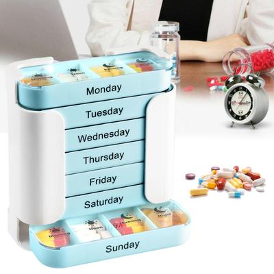 Weekly Pill Organizer Morning Noon Evening Night 4 Times A Day Pill Storage Box Large Capacity 7-Days Medication Dispenser Container