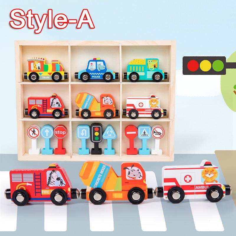 

Детская деревянная машина скорая помощь пожарная полиция кареты навесной трек Томас магнитные дорожные знаки модель игрушки набор подарок на день рождения