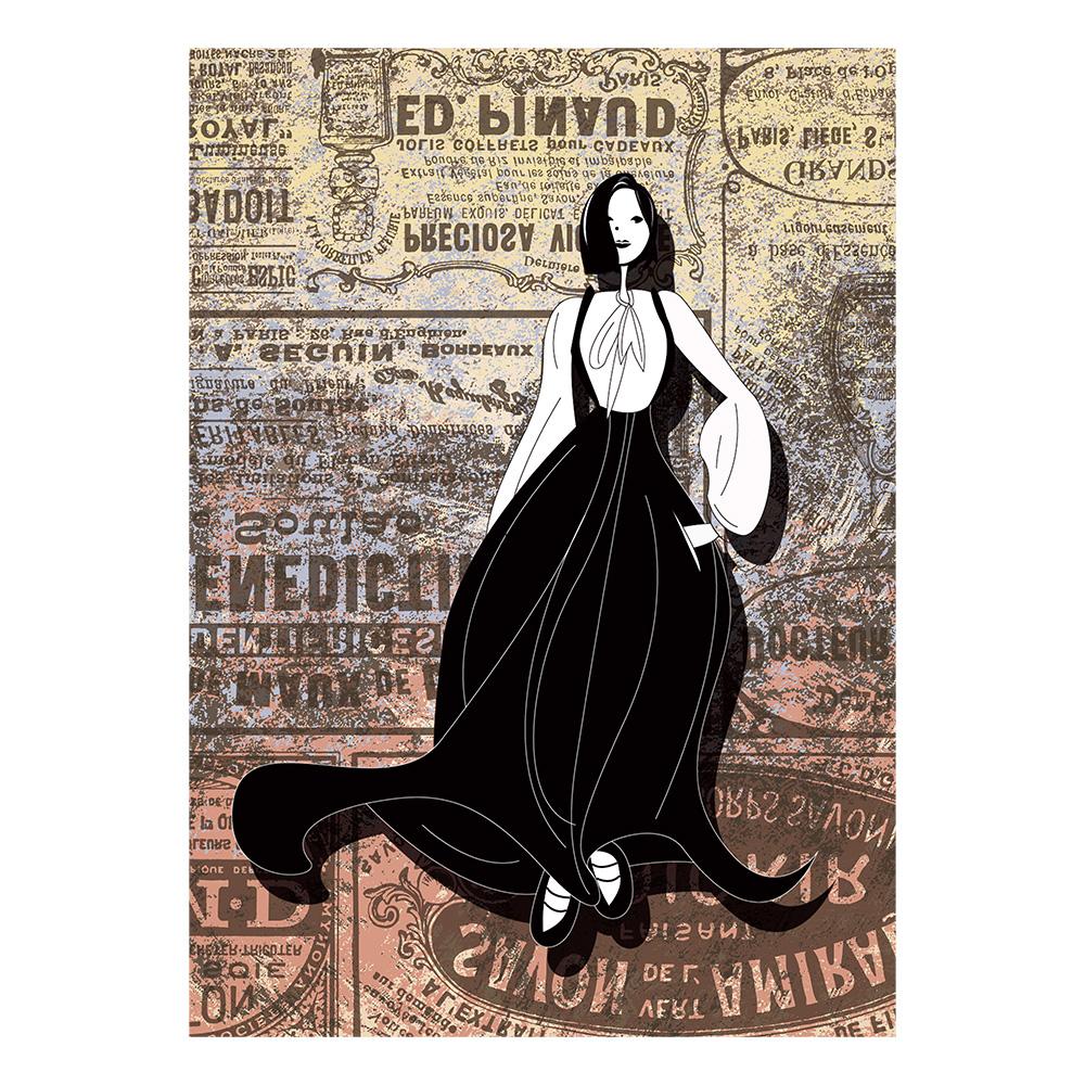Abstract Fashion Girl In Newspaper Canvas Painting Vintage Poster and Prints Nordic Wall Art Picture for Living Room Home Decor