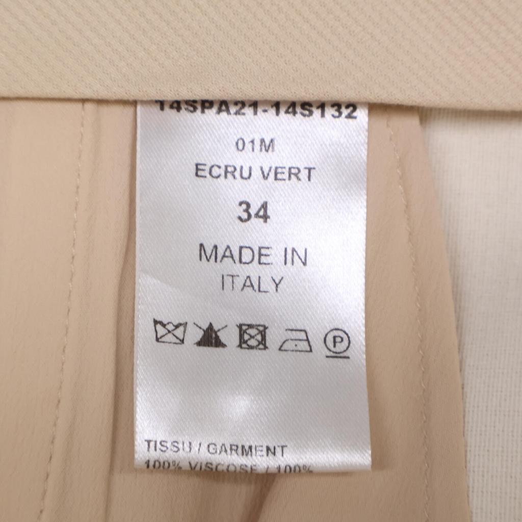 Chloe 14SPA21-14S132 Beige Acetate Light Crepe Pants Bottoms 34 beigeUsed