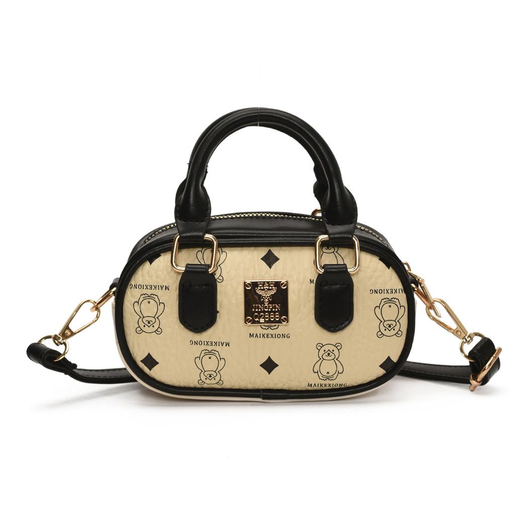 

Pattern Bear Maikexiong Letter Print Crossbody Bag Fabric Cartoon Children Bags бежевый