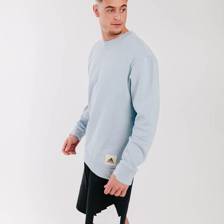 adidas Lounge-Sweatshirts Herren Hellblau Rundhalsausschnitt Moderat Regular IM0489