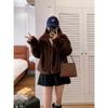Autumn and winter new imitation velvet fur stand-up collar short top women's cotton fur coat thickened