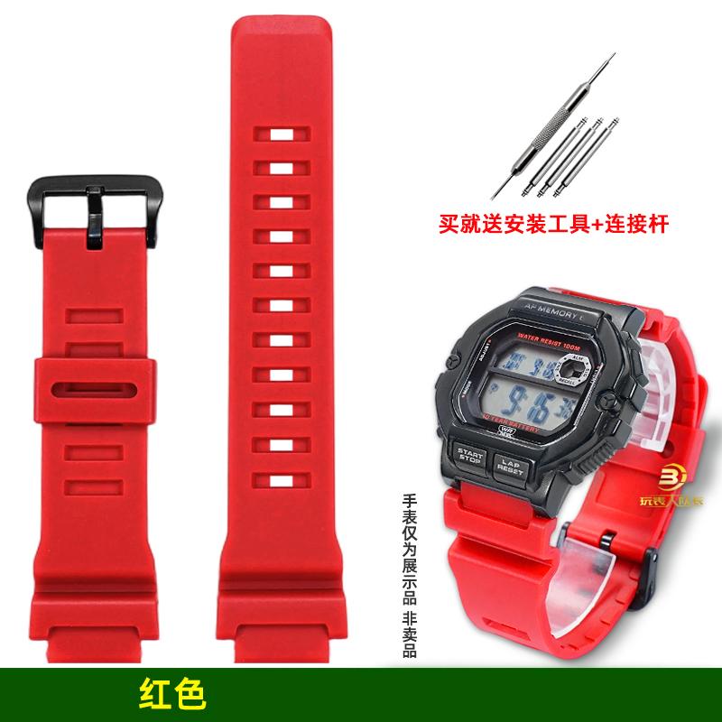 

Для часов Casio WS-1400H/1300/W-737H MW610 MWD110 WS1700H Силиконовый ремешок для часов Мужской Женский Водонепроницаемый Спортивный ремешок 18 мм 18mm Interface Width красный черный