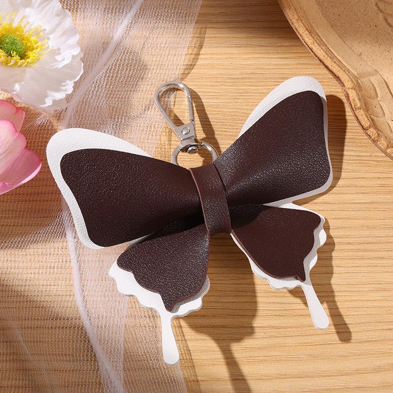 Double-Layer Wing Butterfly Leather Keychain 1Pcs Handcrafted Pendant Durable Keyring for Car Key Bag BFF Small Gift for Women