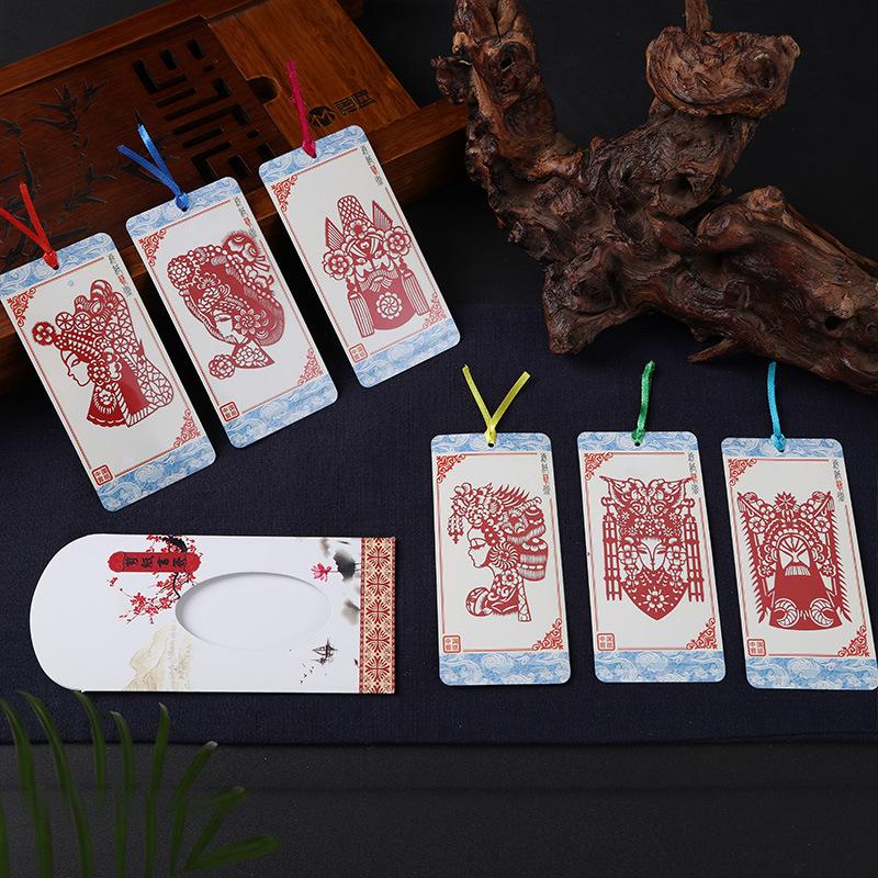 Burning Ran Chinese Folk Art Paper-cut Facial Makeup Bookmarks for Unique Gifts Abroad