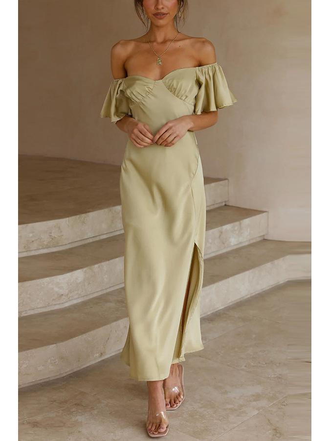 

2023 Повседневное женское однотонное атласное платье на одно плечо с плиссировкой Extra Large светло-зеленый